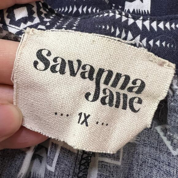 Savanna Jane Womens Tank Top Shirt Geo Print Embroidered Floral Print 1X - Picture 11 of 12